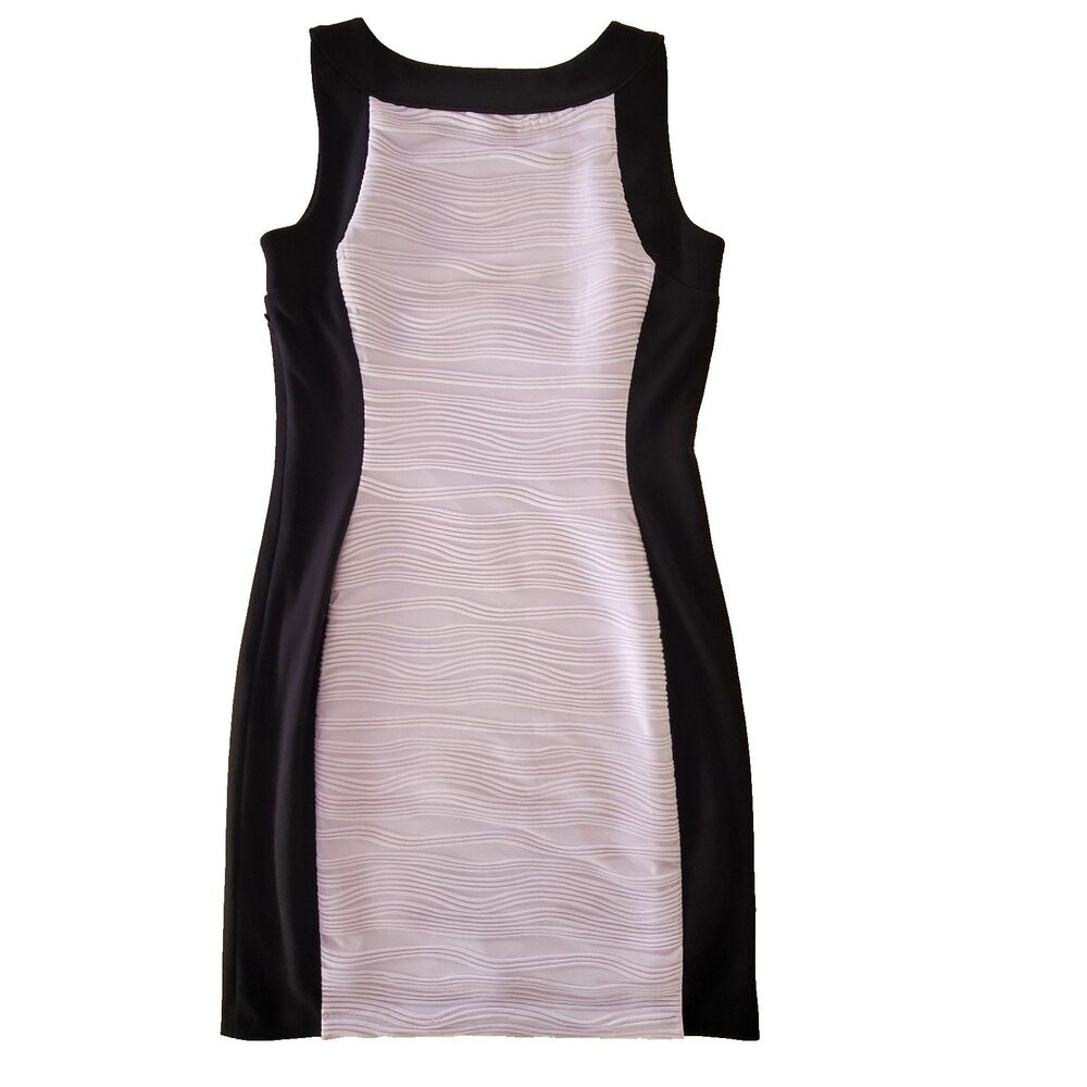 Calvin Klein Women's Black & White Sheath Dress Size 8 Wedding Sophisticated - Picture 2 of 5